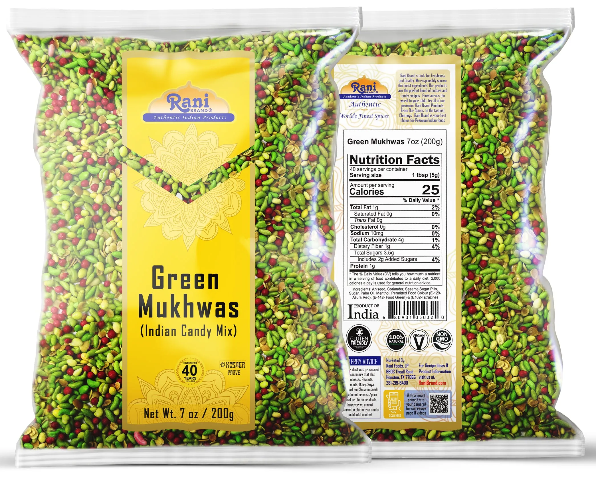 Rani Green Mukhwas (Special Digestive Treat) 7oz (200g) ~ Indian Candy Mouth Freshener | Vegan | Kosher