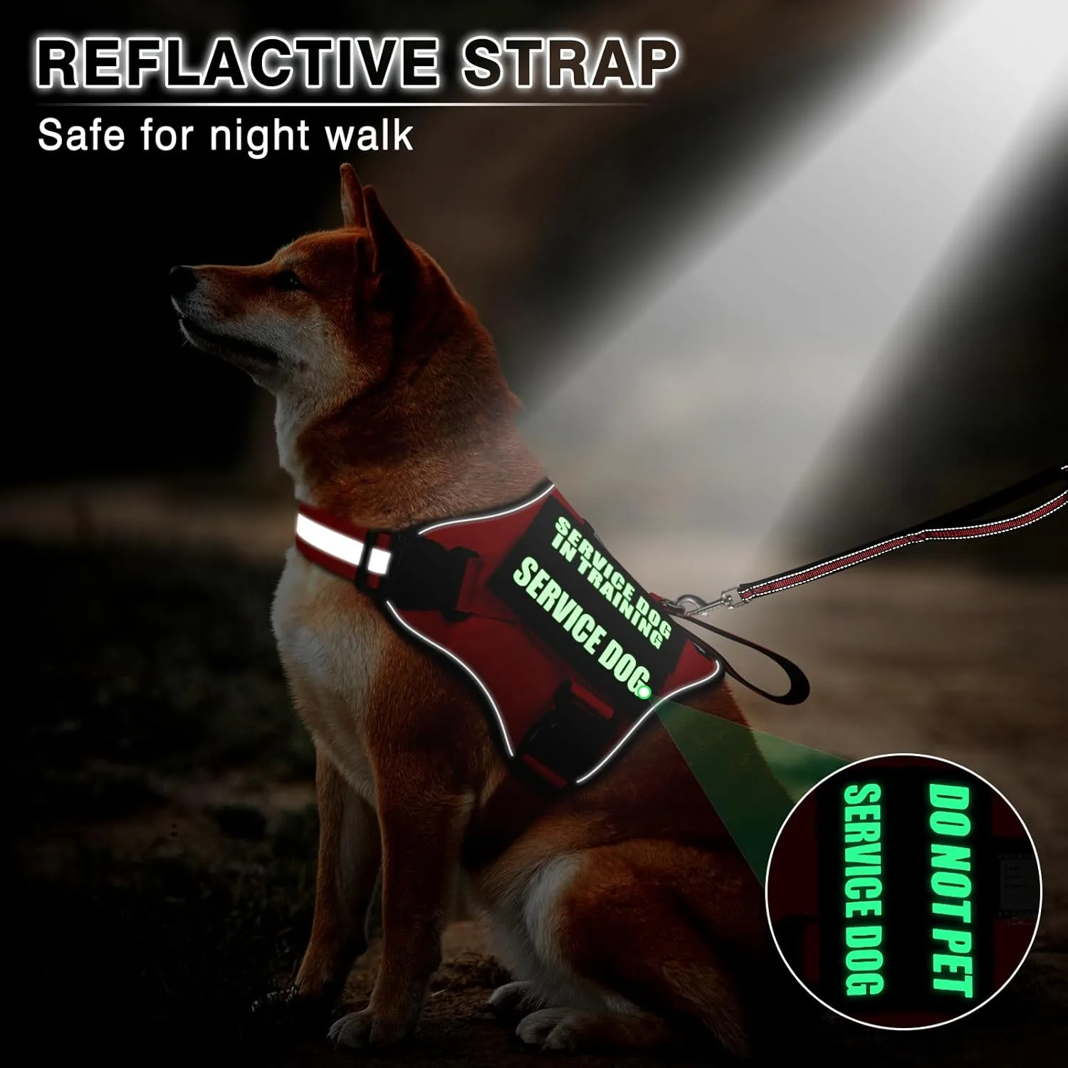 Service Dog Vest Harness and Leash Set 10 Patches,No Pull&Adjustable Reflective Dog Harness with Soft Padded Handle for Training/Everyday,Fit Small/Medium/Large/Extra-Large Dogs(Red XL)