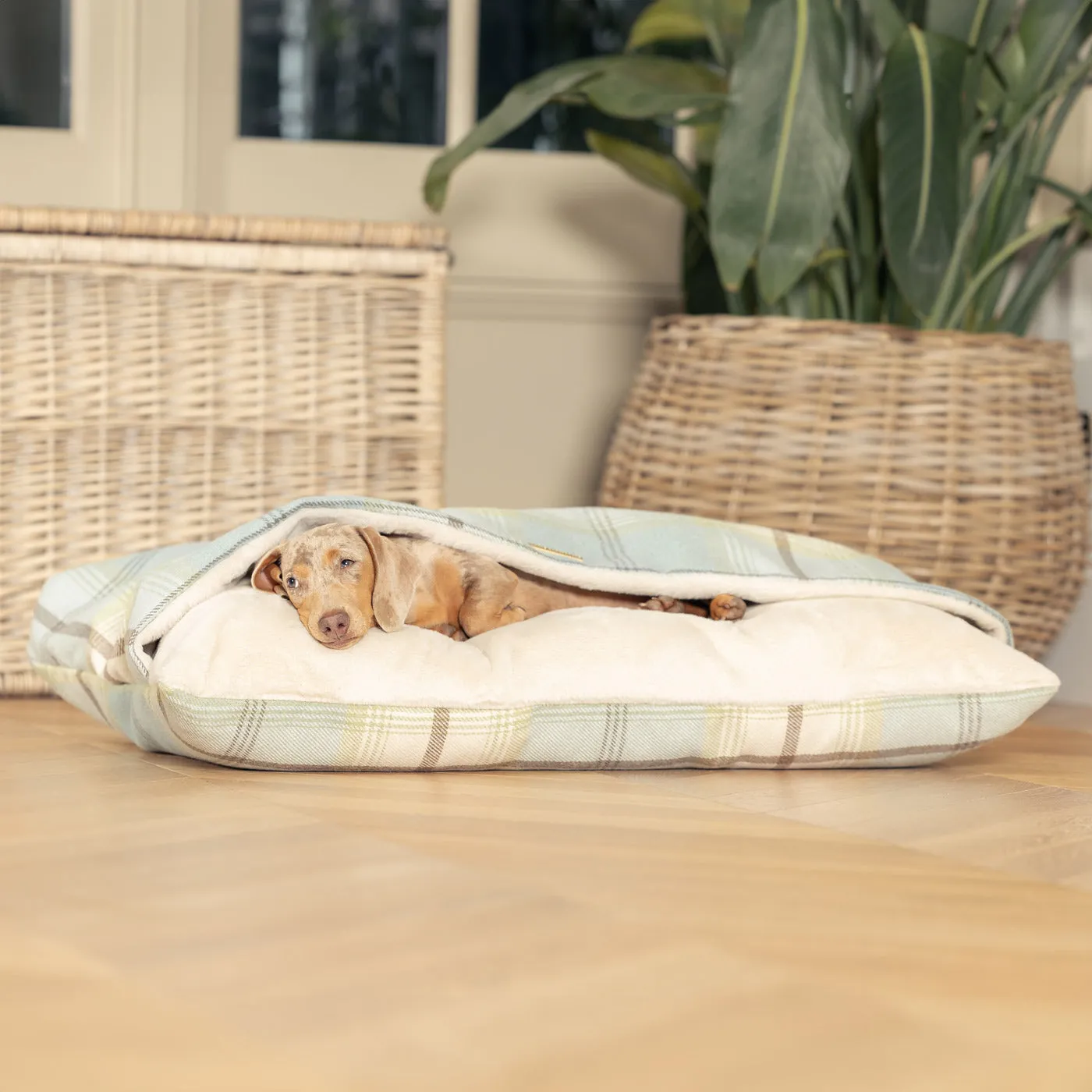 Sleepy Burrows Bed in Balmoral Duck Egg Tweed by Lords & Labradors