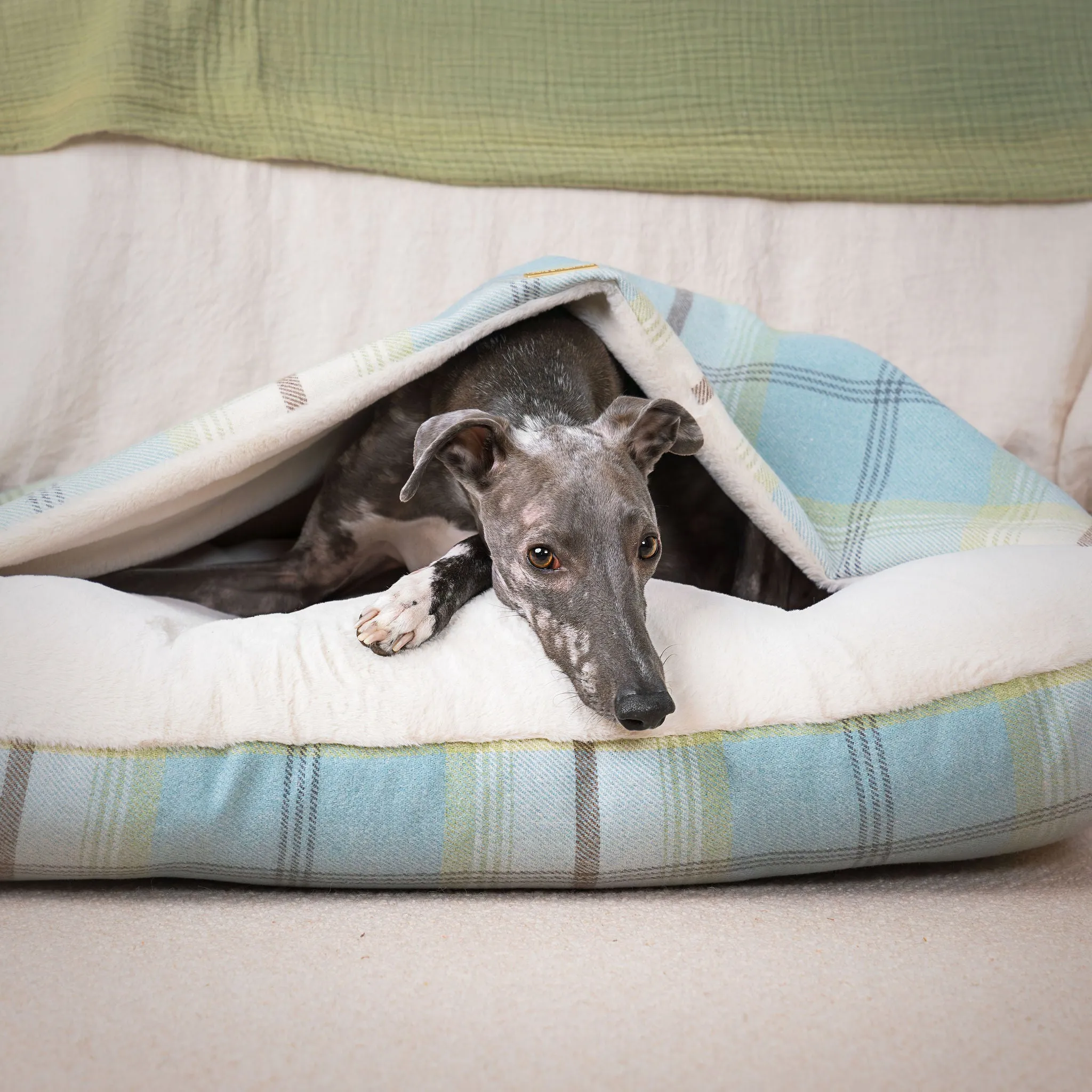 Sleepy Burrows Bed in Balmoral Duck Egg Tweed by Lords & Labradors