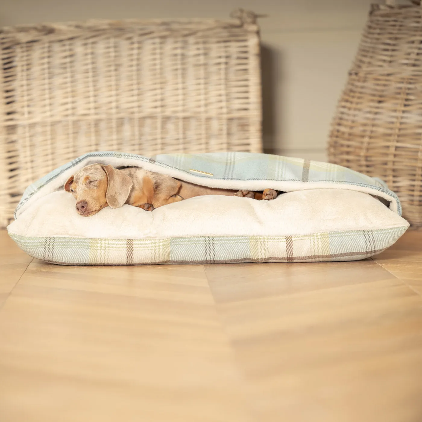 Sleepy Burrows Bed in Balmoral Duck Egg Tweed by Lords & Labradors