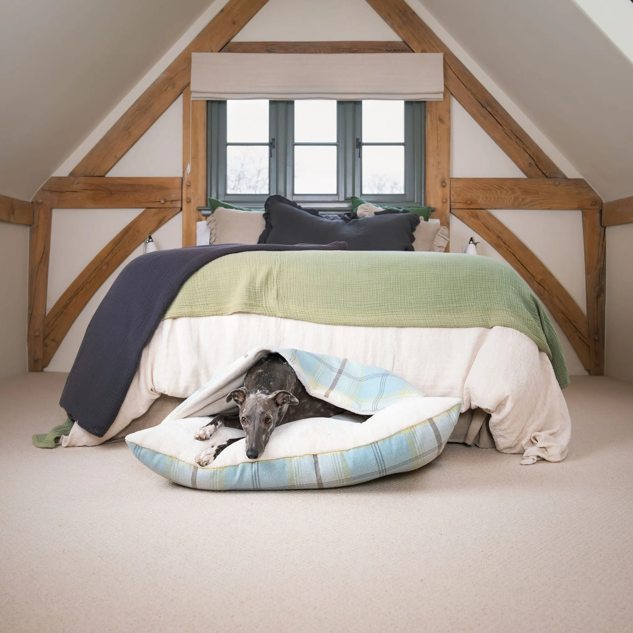 Sleepy Burrows Bed in Balmoral Duck Egg Tweed by Lords & Labradors