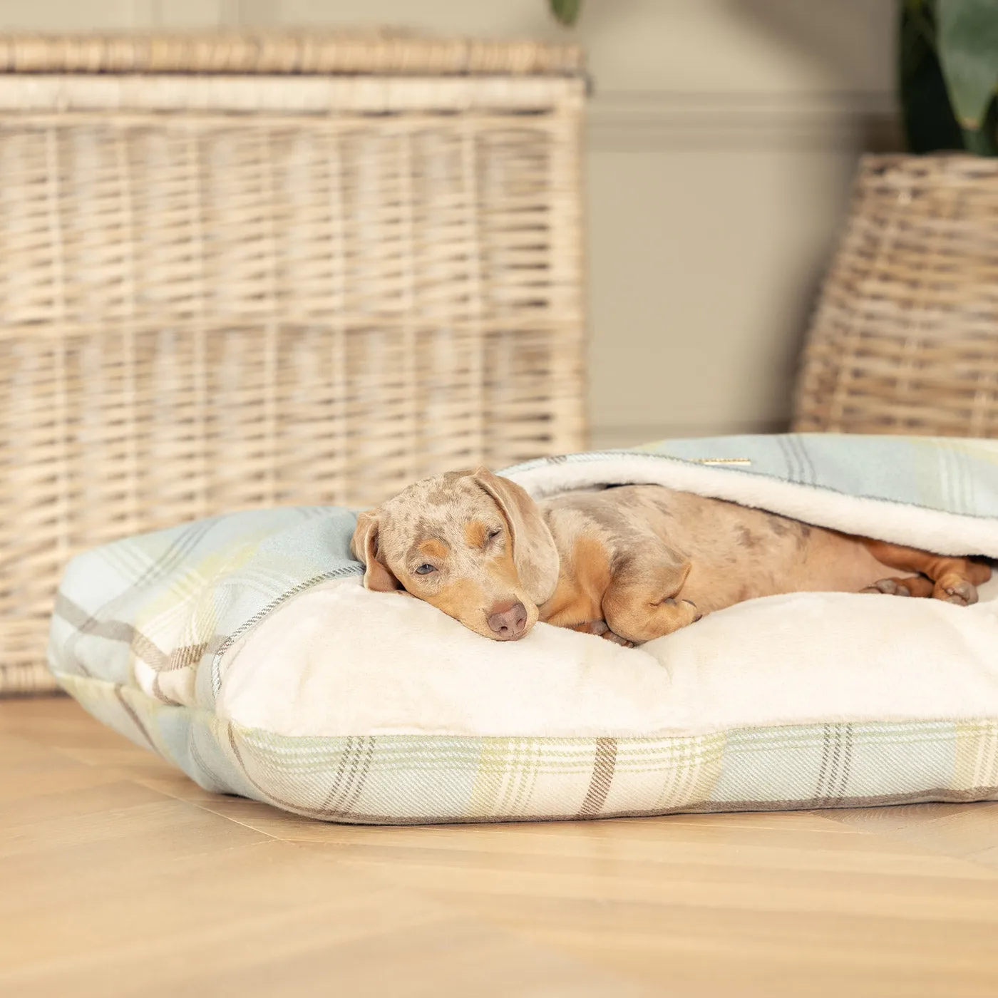Sleepy Burrows Bed in Balmoral Duck Egg Tweed by Lords & Labradors