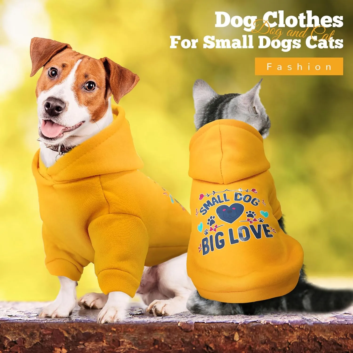 Small Dog Hoodie Clothes Warm Fleece Dog Sweater for Small Dogs Cats Boy Girl Cute Yellow Puppy Sweatshirt with Leash Hole Fall Winter XS Pet Outfit Chihuahua Yorkie Shihtzu(Yellow,XL)