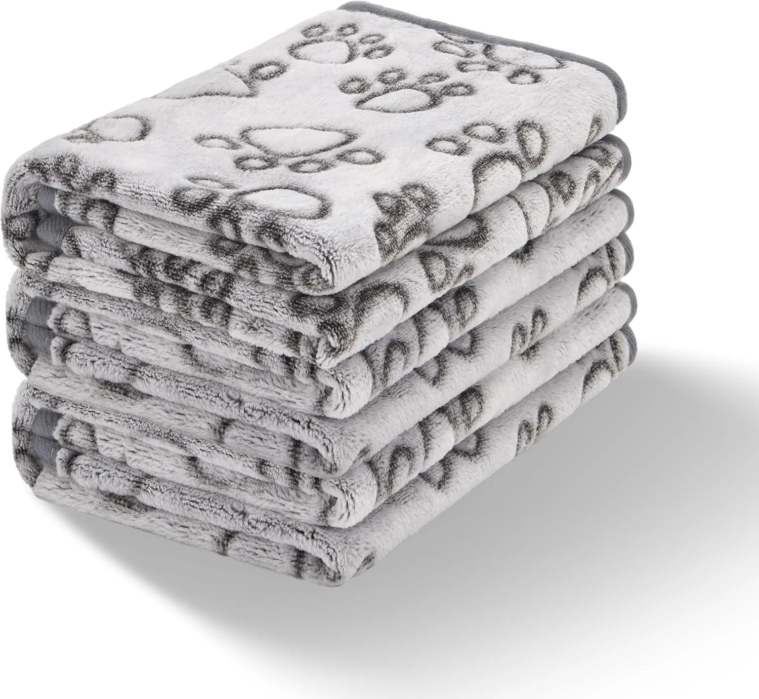 Stuffed 3 Pcs Soft Dog Blankets for Small Dogs, Washable Puppy Blanket for Cat Kitten Essentials, 24 * 16 Inches, Grey Cute Paw Print