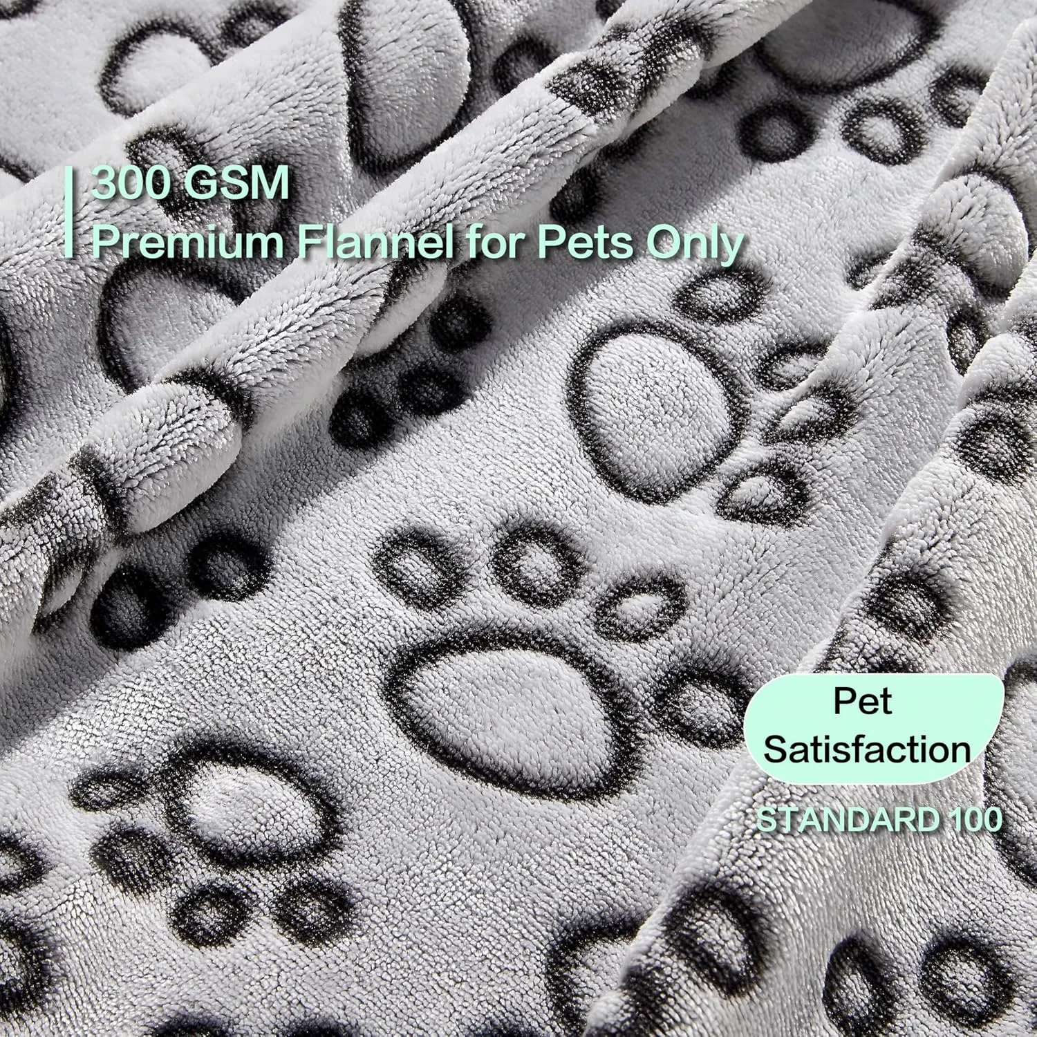 Stuffed 3 Pcs Soft Dog Blankets for Small Dogs, Washable Puppy Blanket for Cat Kitten Essentials, 24 * 16 Inches, Grey Cute Paw Print