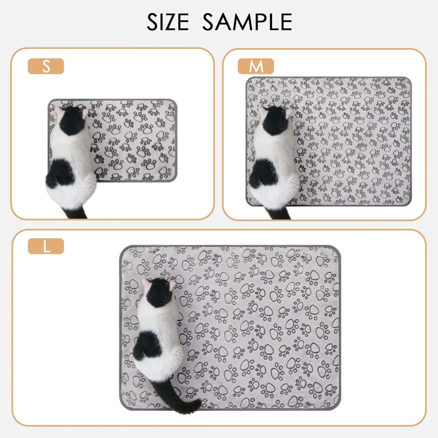 Stuffed 3 Pcs Soft Dog Blankets for Small Dogs, Washable Puppy Blanket for Cat Kitten Essentials, 24 * 16 Inches, Grey Cute Paw Print