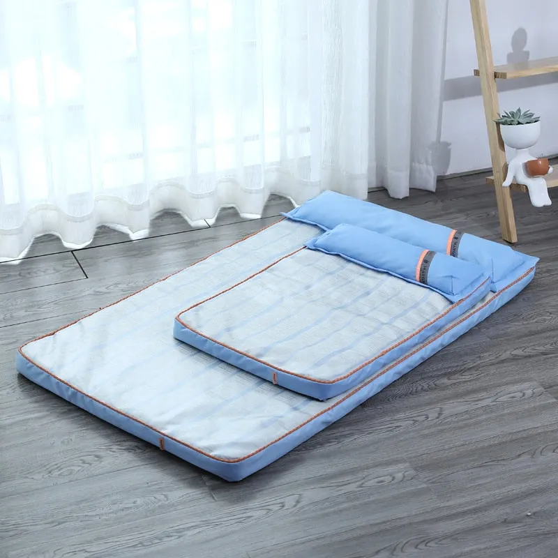 Summer Cool Bed for Dogs: Thick Mat with Pillow | Pet Sofa for Small, Medium, Large Dogs and Cats | Cooling Dog Pad | Pet Supplies