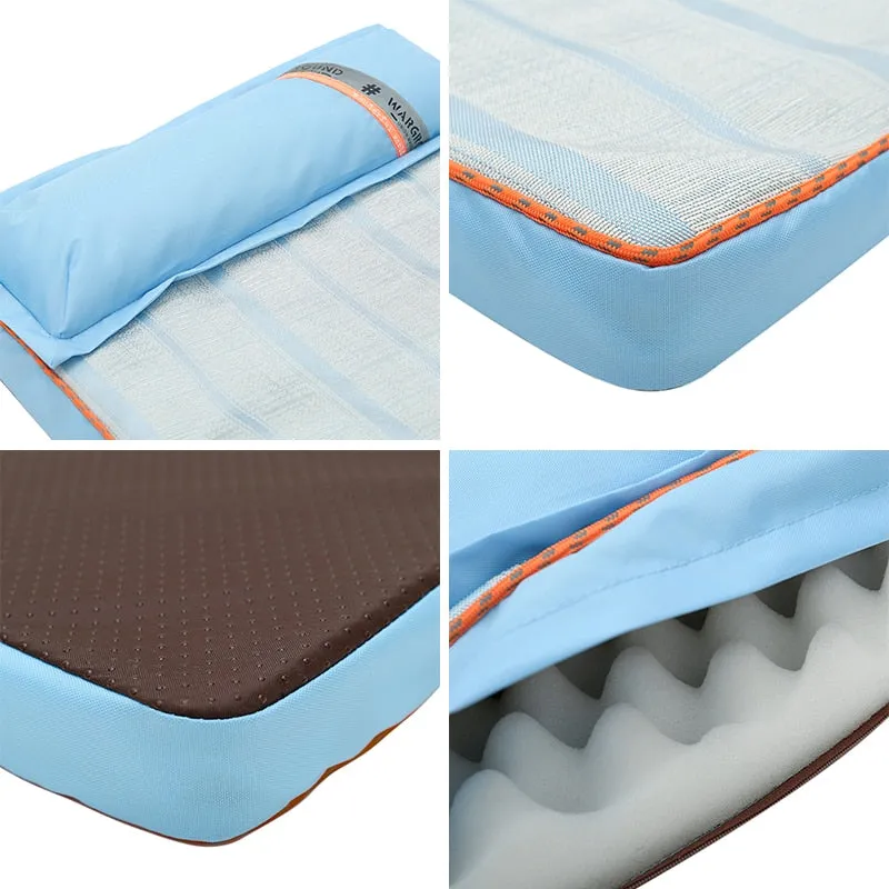 Summer Cool Bed for Dogs: Thick Mat with Pillow | Pet Sofa for Small, Medium, Large Dogs and Cats | Cooling Dog Pad | Pet Supplies