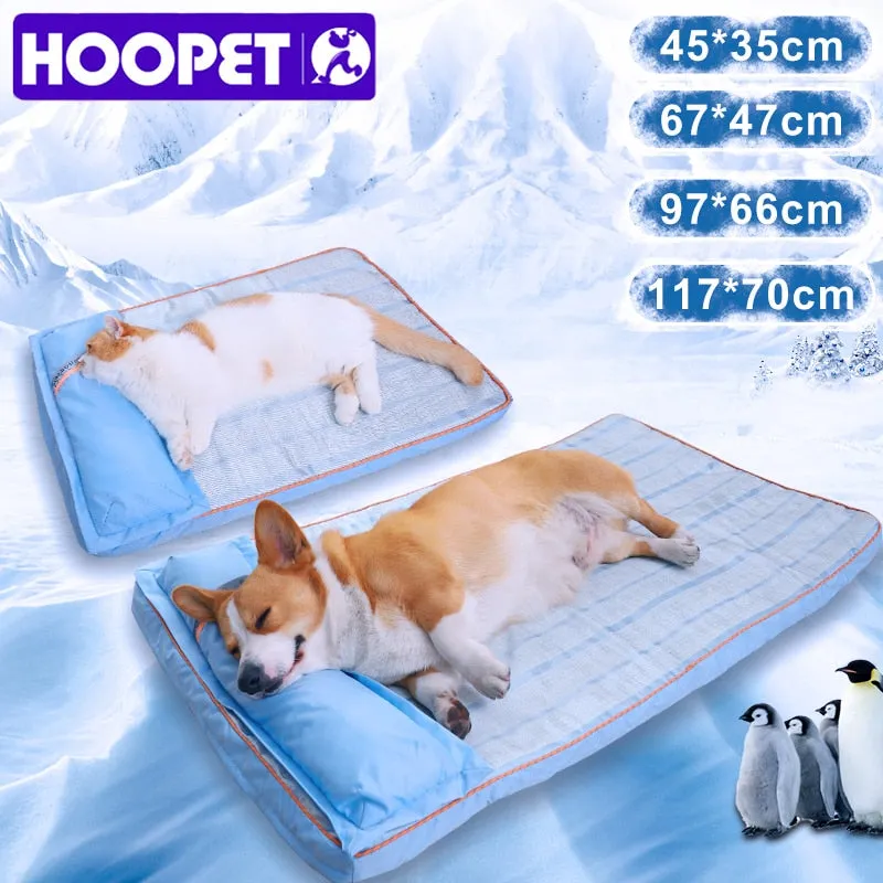 Summer Cool Bed for Dogs: Thick Mat with Pillow | Pet Sofa for Small, Medium, Large Dogs and Cats | Cooling Dog Pad | Pet Supplies