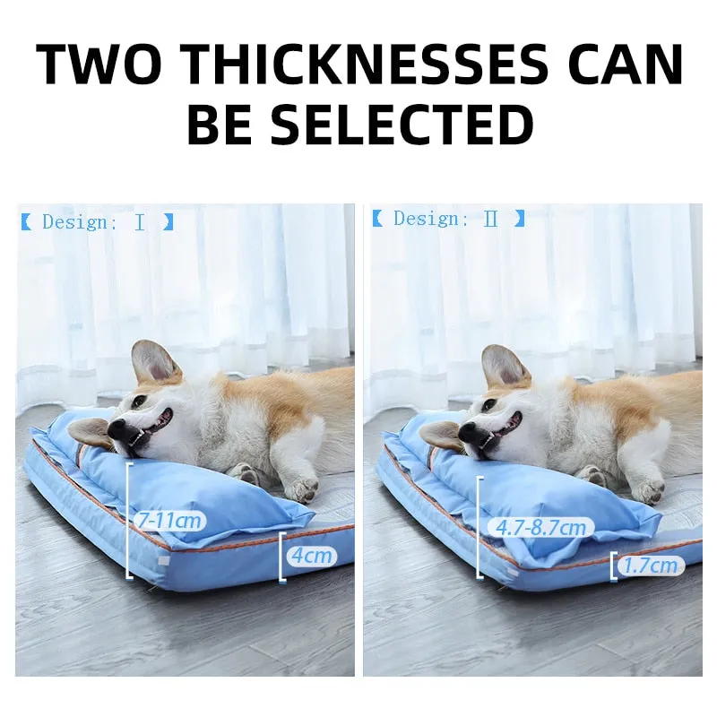 Summer Cool Bed for Dogs: Thick Mat with Pillow | Pet Sofa for Small, Medium, Large Dogs and Cats | Cooling Dog Pad | Pet Supplies