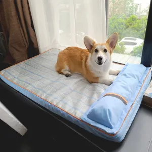 Summer Cool Bed for Dogs: Thick Mat with Pillow | Pet Sofa for Small, Medium, Large Dogs and Cats | Cooling Dog Pad | Pet Supplies
