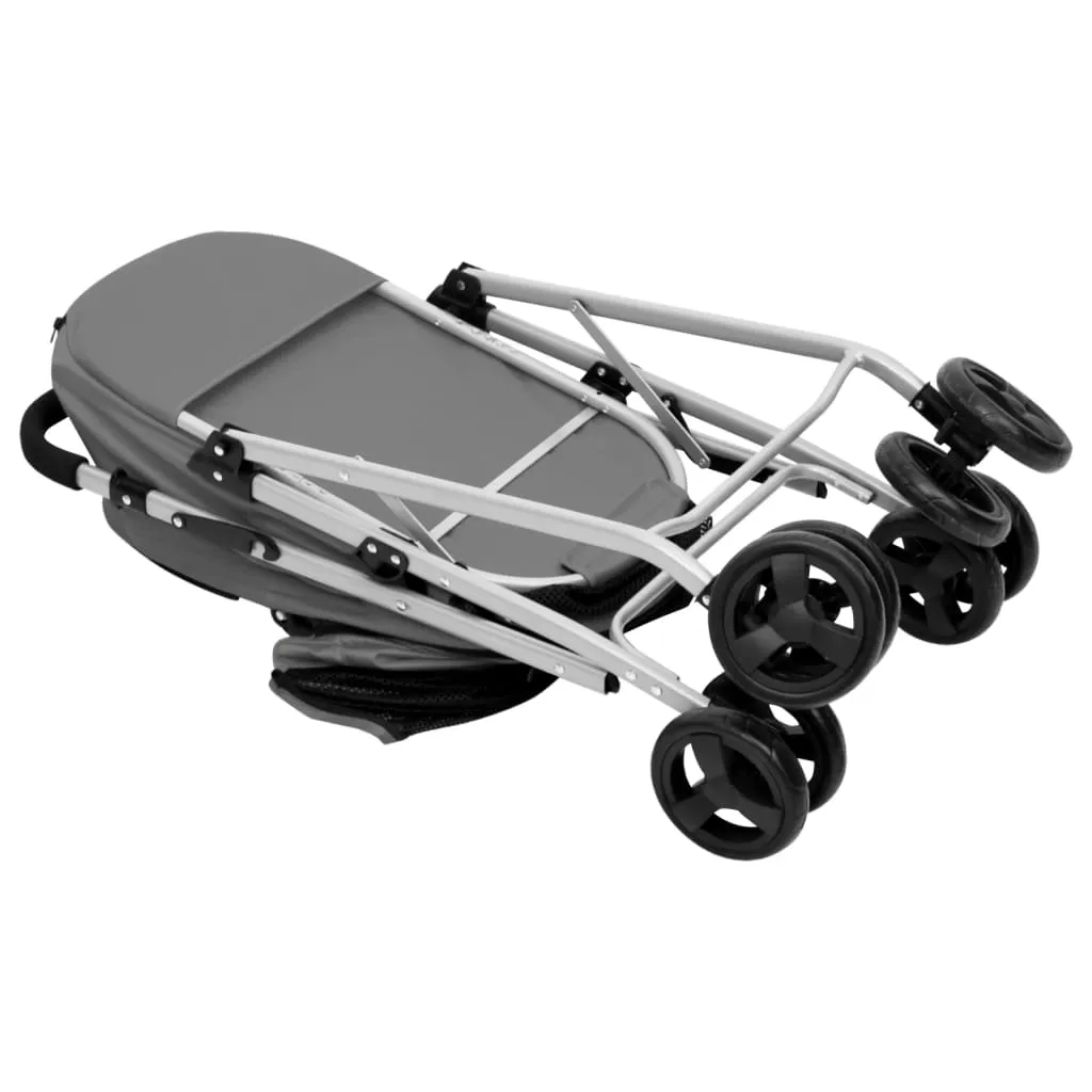 vidaXL 2-Layers Folding Dog Stroller Grey 83x48x97 cm Oxford Fabric