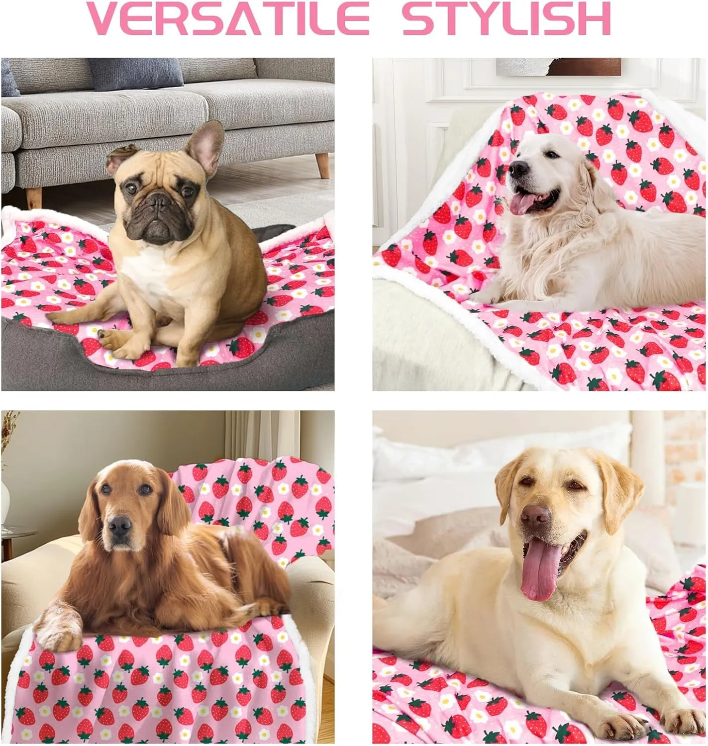 XPUDAC Waterproof Dog Blankets for Small Large Dogs, Pet Couch Cover Protection, Washable Soft Sherpa Fleece Leakproof Bed Blanket for Furniture Protector, Pink-S